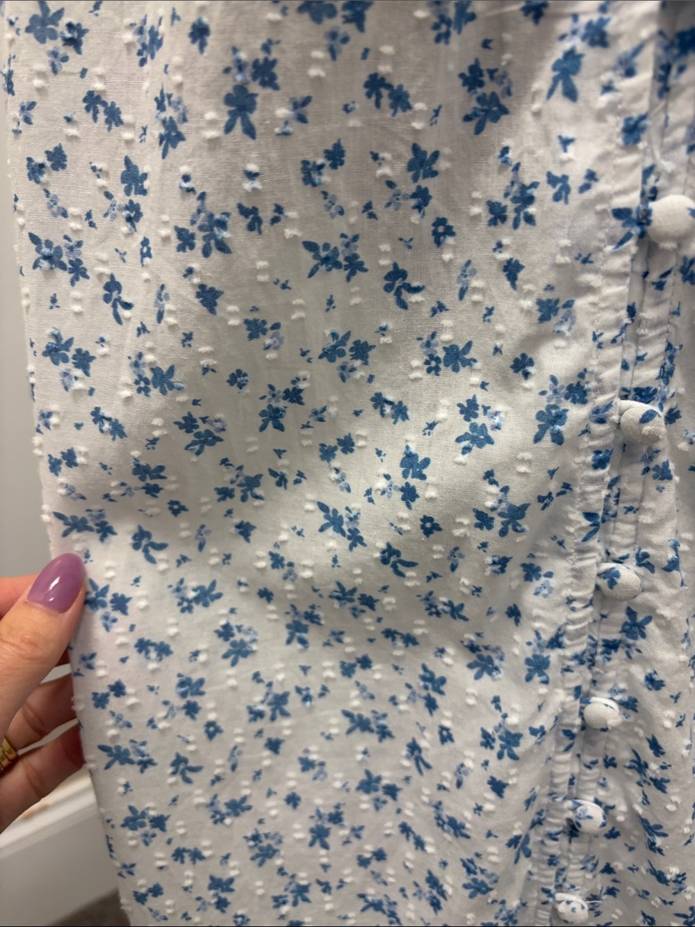 Blue Floral Smocked Maxi Dress - Lightweight - Picture 4 of 4